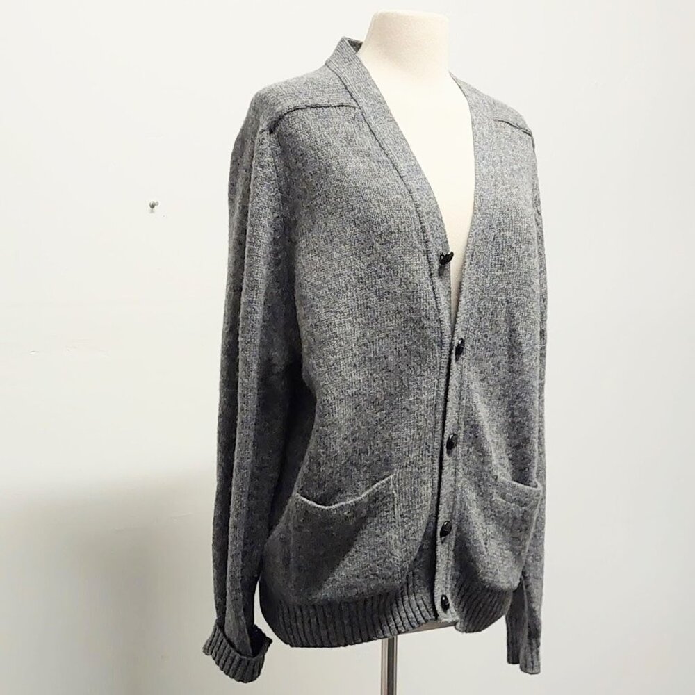 Pendelton Button Front 100% Shetland Wool Grey Heather Size: S